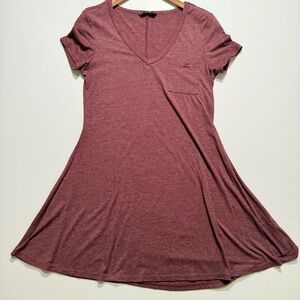 SHEIN Women’s Long V Neck Chest Pocket Tshirt Dress Purple, M